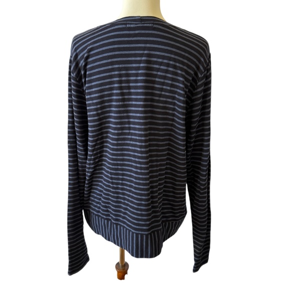 CUT LOOSE STRIPED LONG SLEEVE KNIT FLEECE TOP RELAXED COZY CASUAL EVERYDAY M - Picture 5 of 12